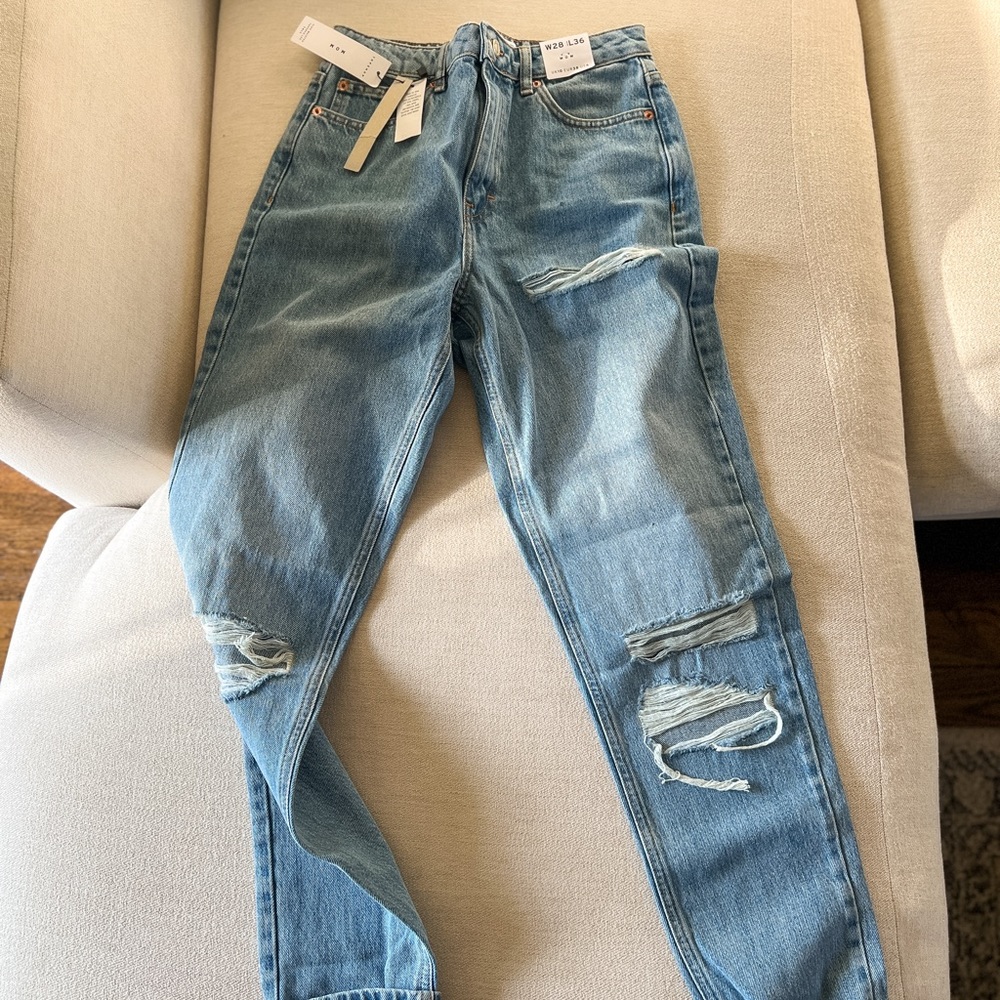 NWT $90 TOPSHOP Mom Jeans - High Waisted Tapered Leg, Tall Sz 28 / 6